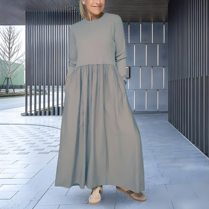 Eline™ | Strikket Midikjole med Lange Ermer
