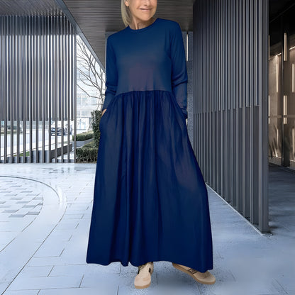 Eline™ | Strikket Midikjole med Lange Ermer